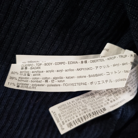 VGUC Zara Knit Floral Sequin Embroidered 3/4 Sleeves Top Sweater Size L - Picture 8 of 13